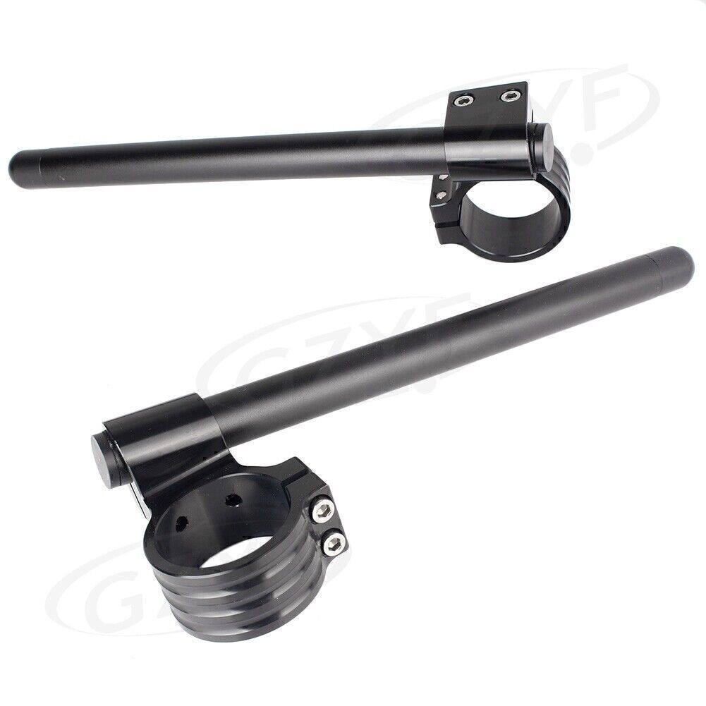 2x Clip On Motorbike Handlebar Handle Bar Fit 35mm Fork Tube Universal Black Q
