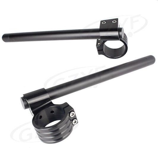 2x Clip On Motorbike Handlebar Handle Bar Fit 35mm Fork Tube Universal Black Q