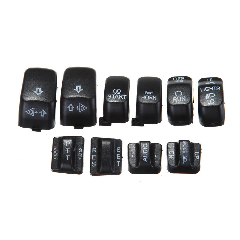 10x Black Hand Control Switch Buttons Caps for Harley Touring Electra Road Glide Q