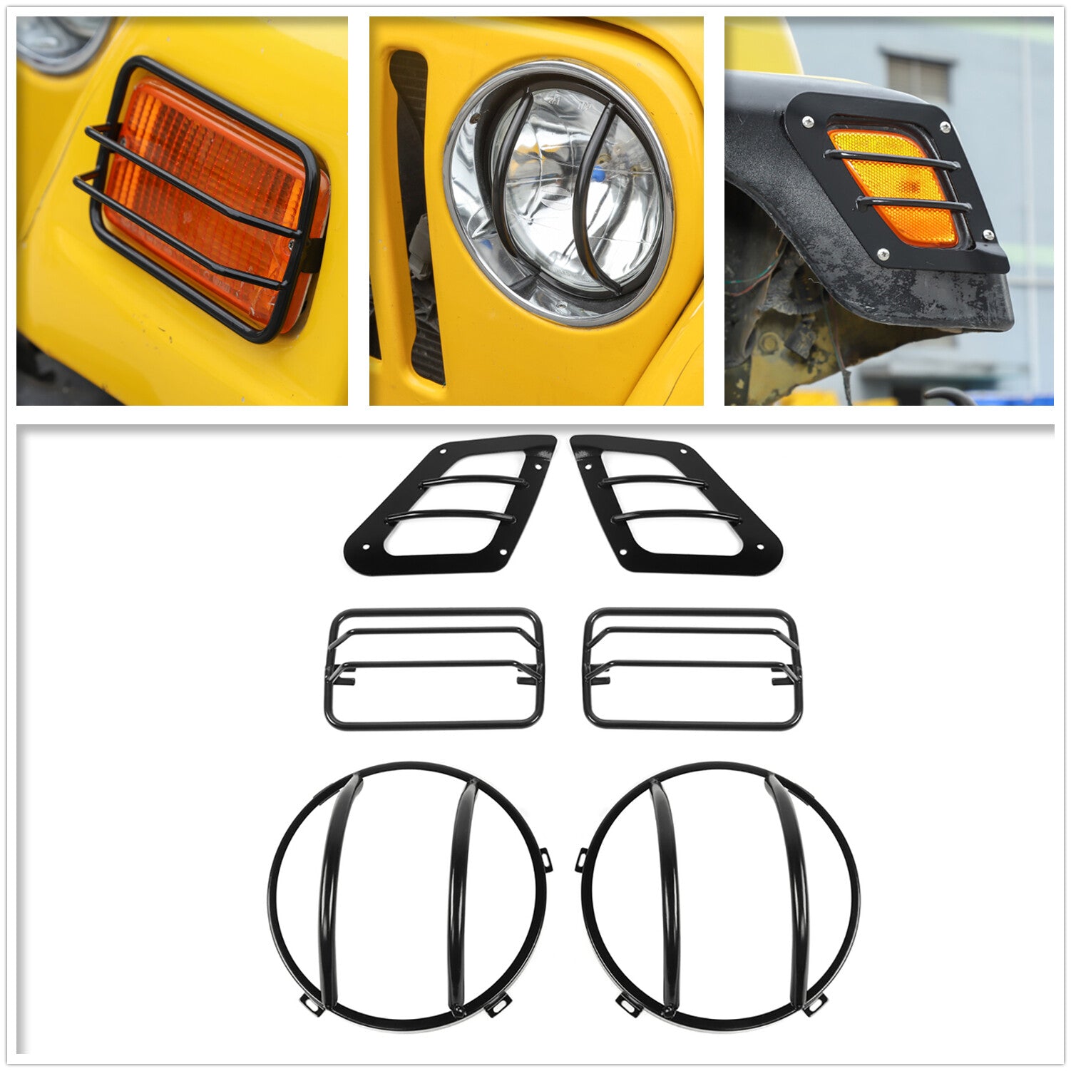 for Jeep for Wrangler TJ 1997-2006 Headlight Turn Signal Stainless Stone Guard Kit