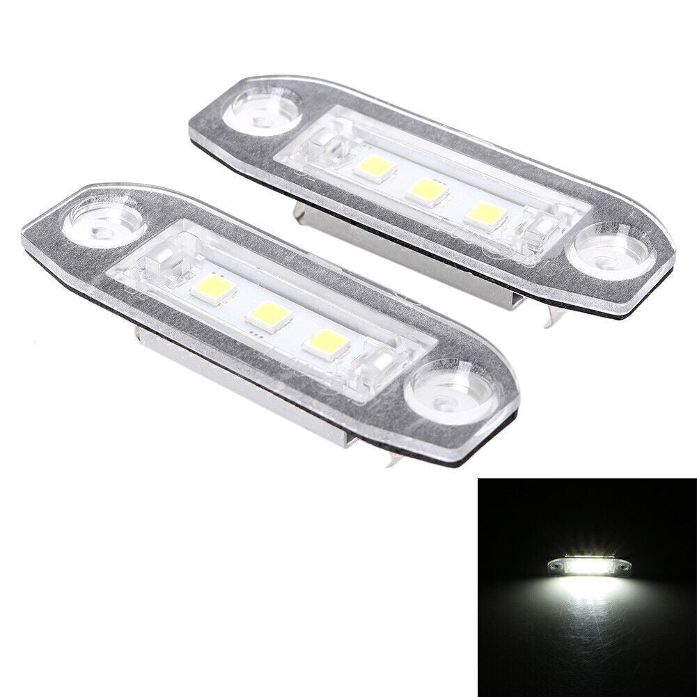 2 x White LED License Plate Light Fit for Volvo XC70 V50 C70 V70 XC60