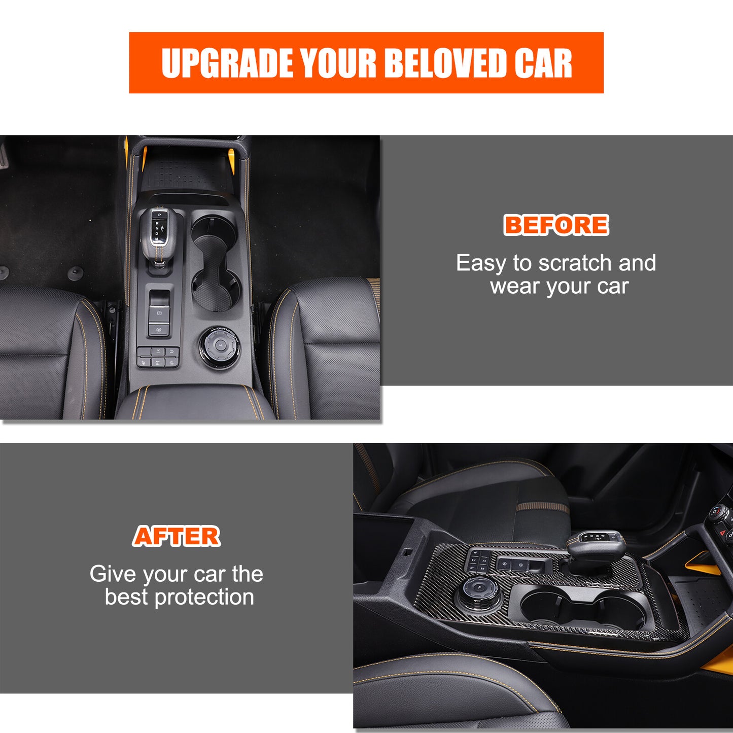 Carbon fiber center control gear panel sticker for Ranger 2023-2024- n