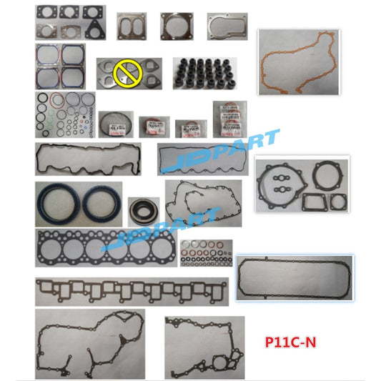 Full gasket kit with head gasket 11115-1022 for Hino P11C excavator parts -