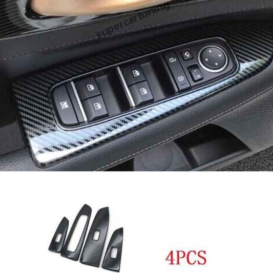 for Kia Forte K3 2019-2022 Carbon Fiber Steel Window Lock Lift Panel Trim Frame