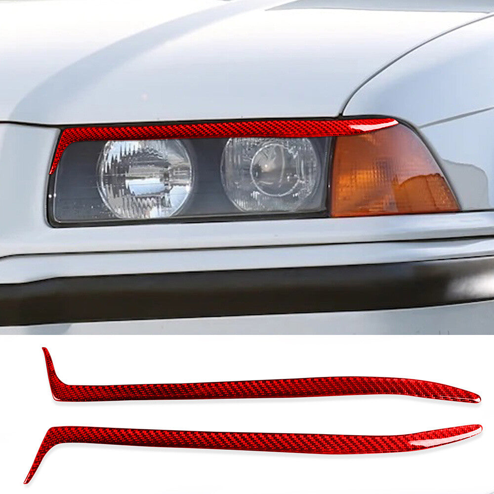 2¡ÁRed Carbon Fiber Headlight Eyelids Eyebrow Trim for BMW 3 Series E36 1992-1998