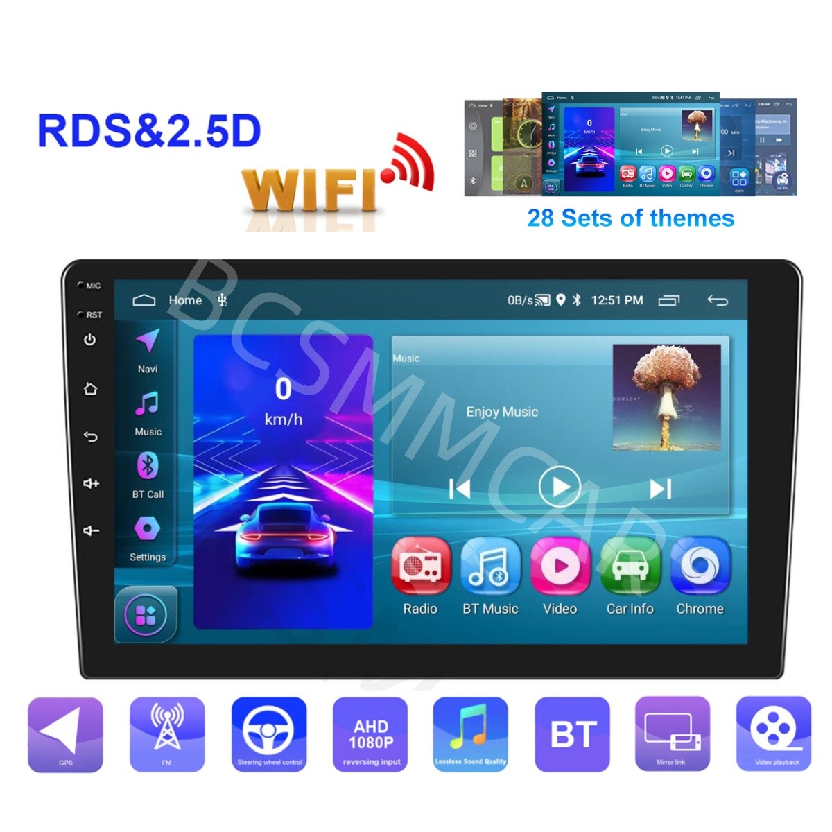 10in Double 2 Din Car Multimedia Player Radio GPS Navigation WIFI BT 2+64G