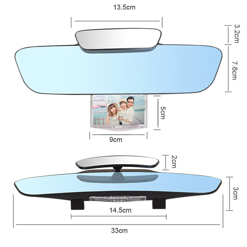3-in-1 Car Interior Mirror Wide Convex Curve Clip Rearview Mirror Extender n