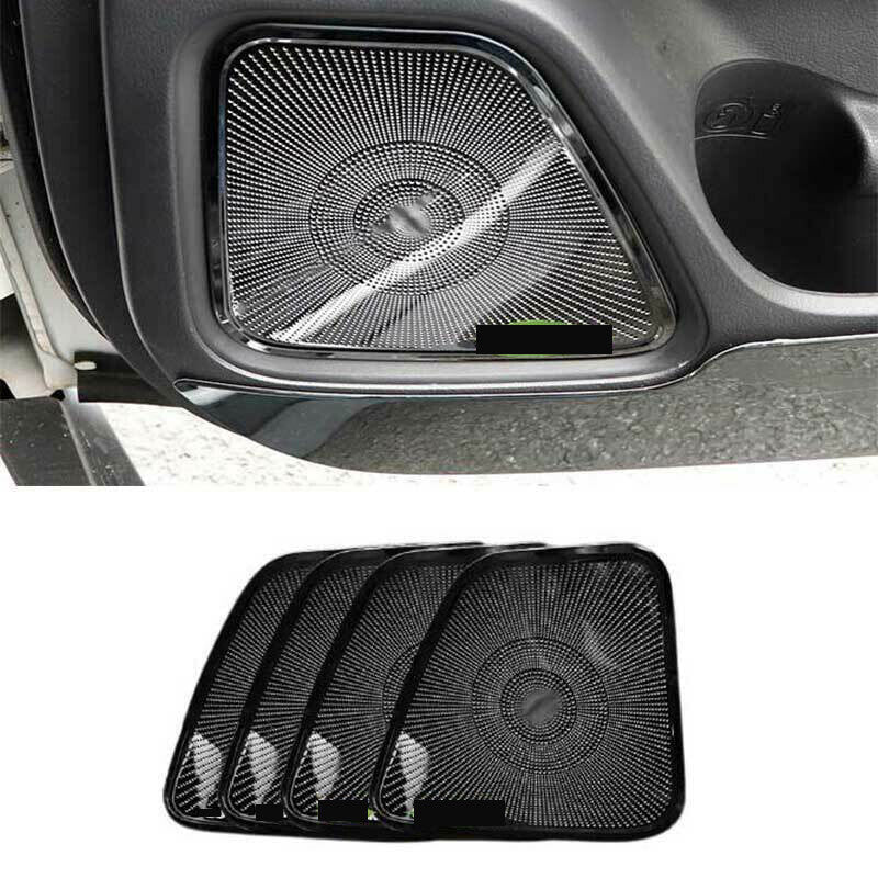 for Mitsubishi Outlander 13-21 Black Steel Inner Door Speaker Ring Cover Trim 4x