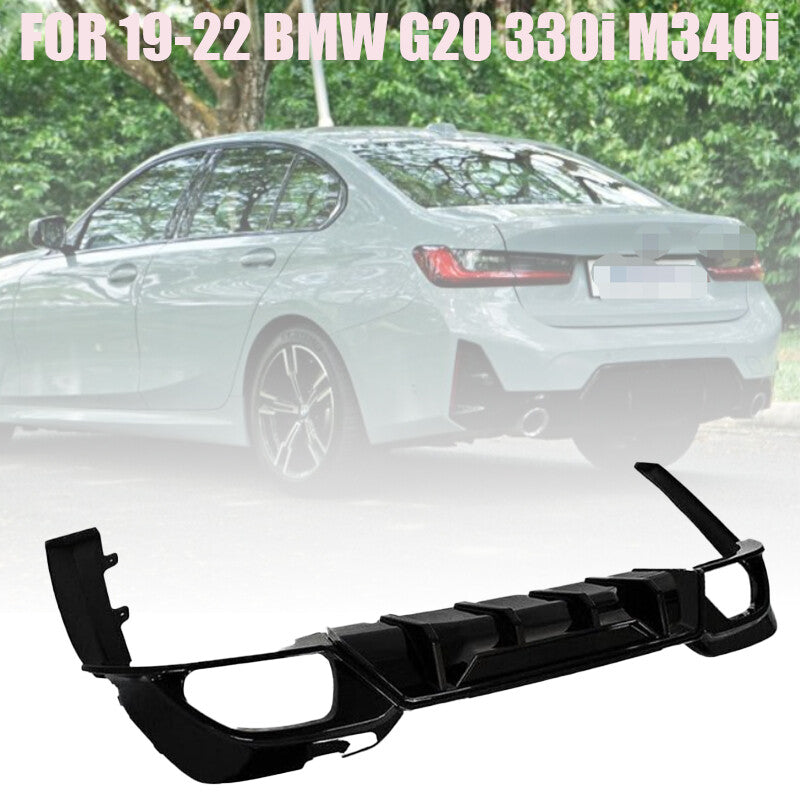 REAR DIFFUSER W/ CORNER SPATS FOR 19-22 G20 330i M340i CTM STYLE GLOSS BLACK n