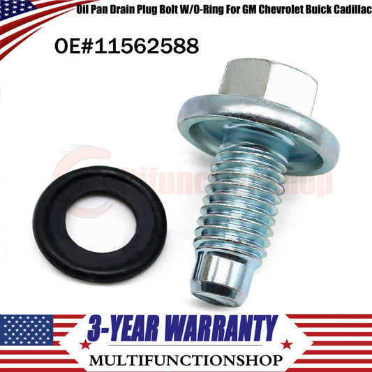 11562588 Brand New 1X Oil Pan Drain Plug Bolt with O-ring Suitable for Universal for Chevrolet , for Buick , and for Cadillac Q