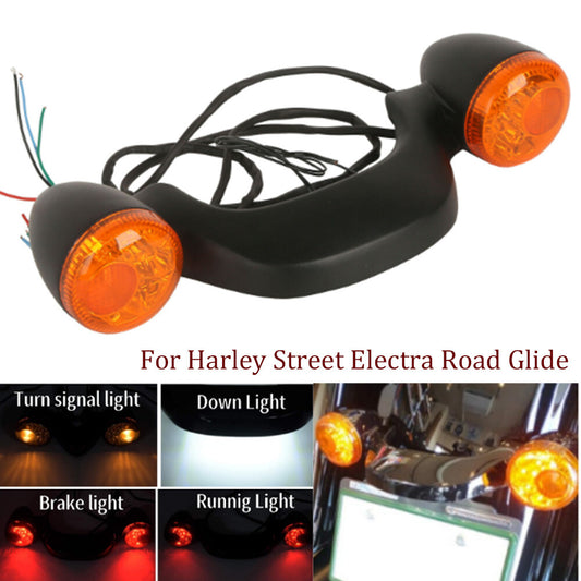 Rear brake LED turn signal bar for Harley Road Street Electra Glide - Black n