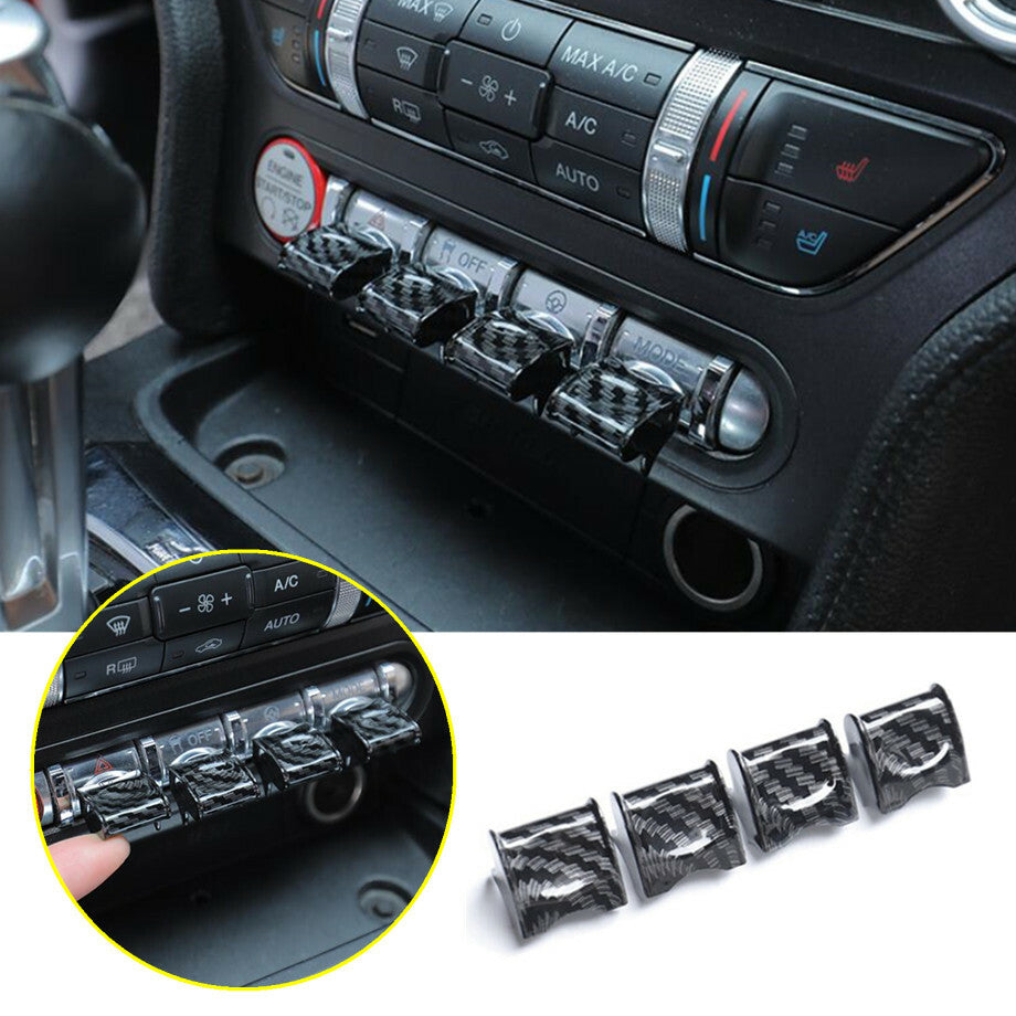 For 15-2021  for ford  for Mustang Carbon Interior Center Control Button Switch Cover Trim