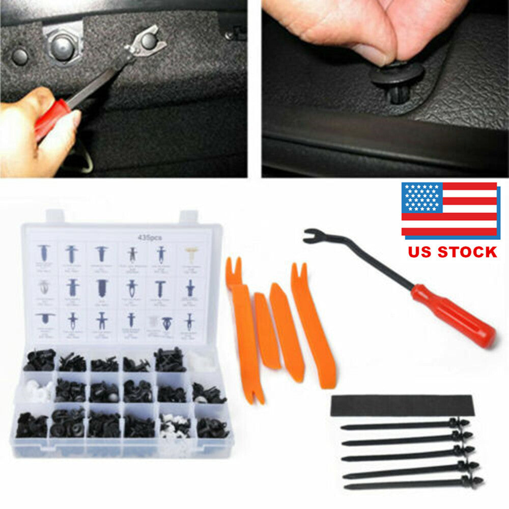 435x Car Door Panel Fixer Marketing Kit: Decorative Rivets, Screw Clips, and Tool Kit n