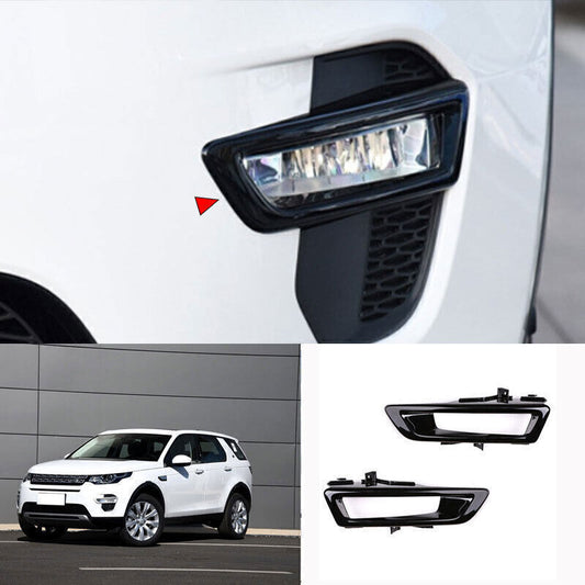 For Discovery Sport 2016-19 Glossy Black Front Bumper Fog Light Frame Replace 2X