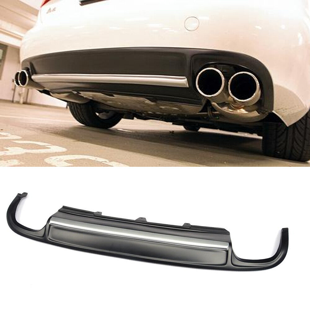 Rear Lip Diffuser Spoiler Silver Strip Fit for Audi A4 B8 Non-Sline Bumper 09-12