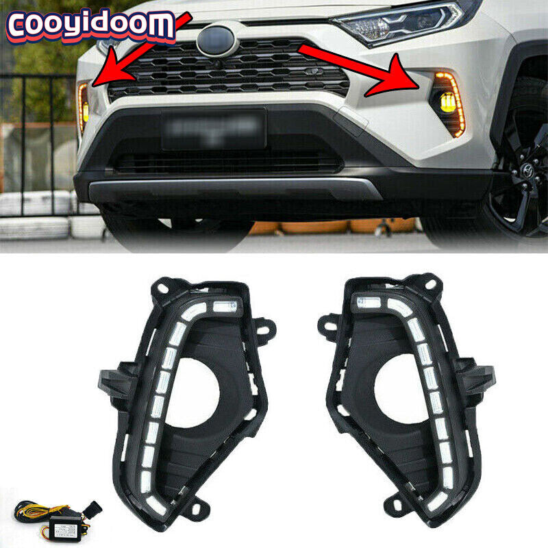 For 2019-2021 for Toyota RAV4 Sequential Turn Signal LED Fog Lights Daytime Running