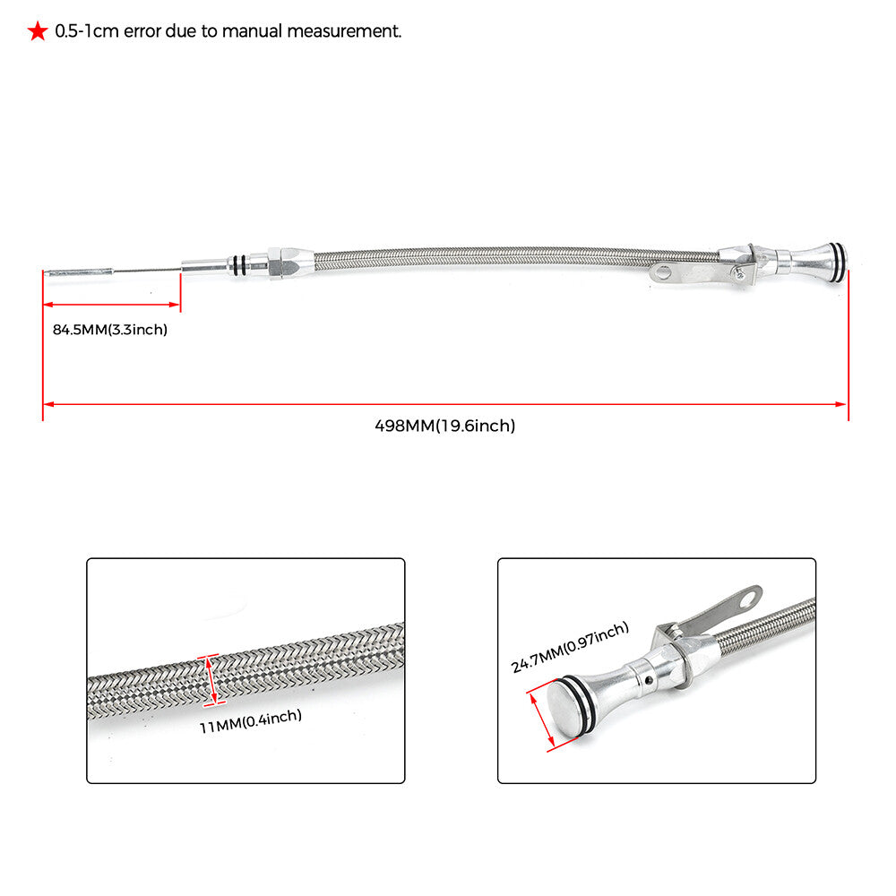 Flexible Engine Oil Dipstick Fit for Chevy 65-90 Big Block 396 427 454 496 502