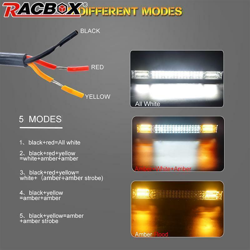 20 288W Tri-Row LED Light Bar Spot Flood Combo Amber+White Fits For Truck SUV