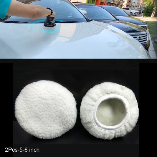 2Pcs 5-6 inch Lambs Wool Buffing Polishing Pads Bonnet Sanding On Car Buffer Pad Q
