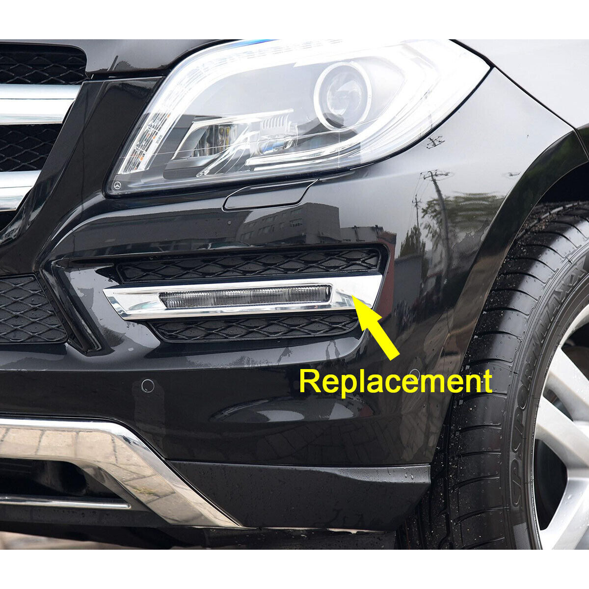 Pair Front Fog Lamp Chrome Trim Bezel Fit For 13-16 for Mercedes X166 GL350/450/550