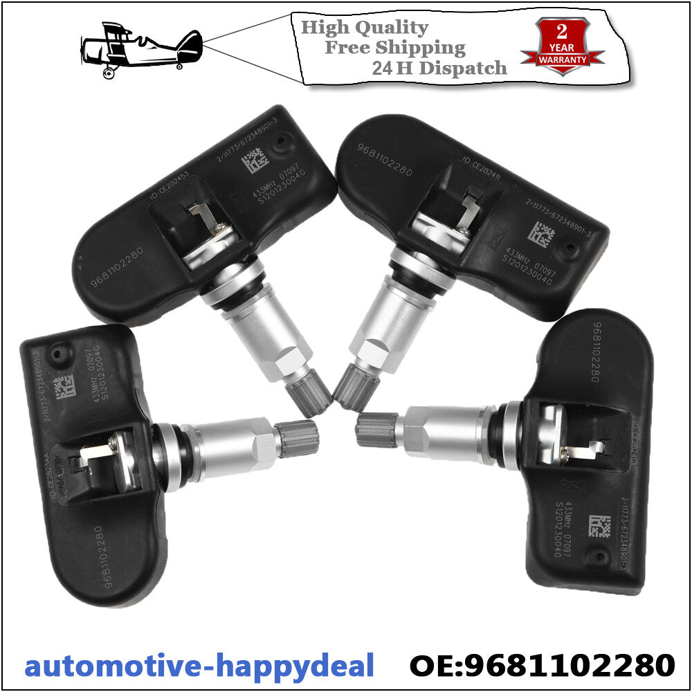4X for Peugeot 407 207 607 508 807 TPMS Tyre Pressure Sensor 433MHz 9681102280