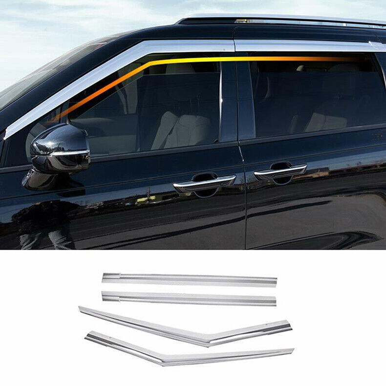 for Kia Carnival 22-23 ABS Chrome Window Visor Vent Shade Sun Rain Guard Set 4x