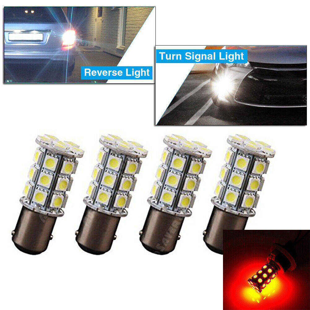 27SMD BA15D Cabin Marine Boat Light Bulb 1004 1076 1142 4PCS Red 20mm48.5mm