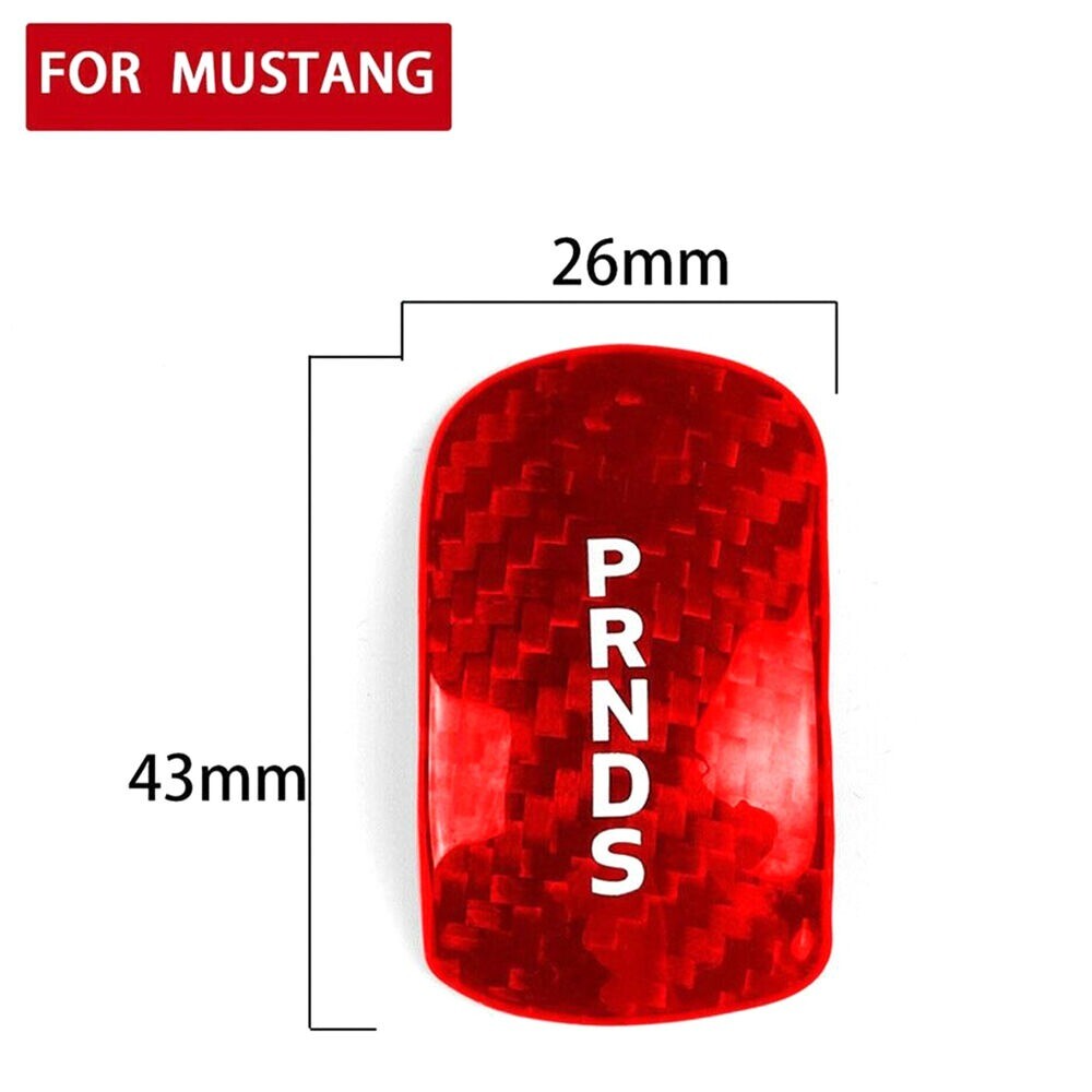 for Mustang 2015-2019 Red Carbon Fiber Car Gear Shift Head Knob Cover Trim n