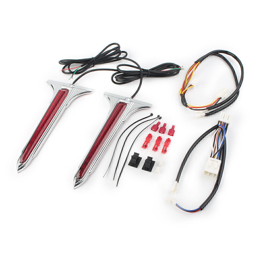 2x Chrome LED Rear Saddlebag Accents Light Red Lens Fit for Harley Touring Road King
