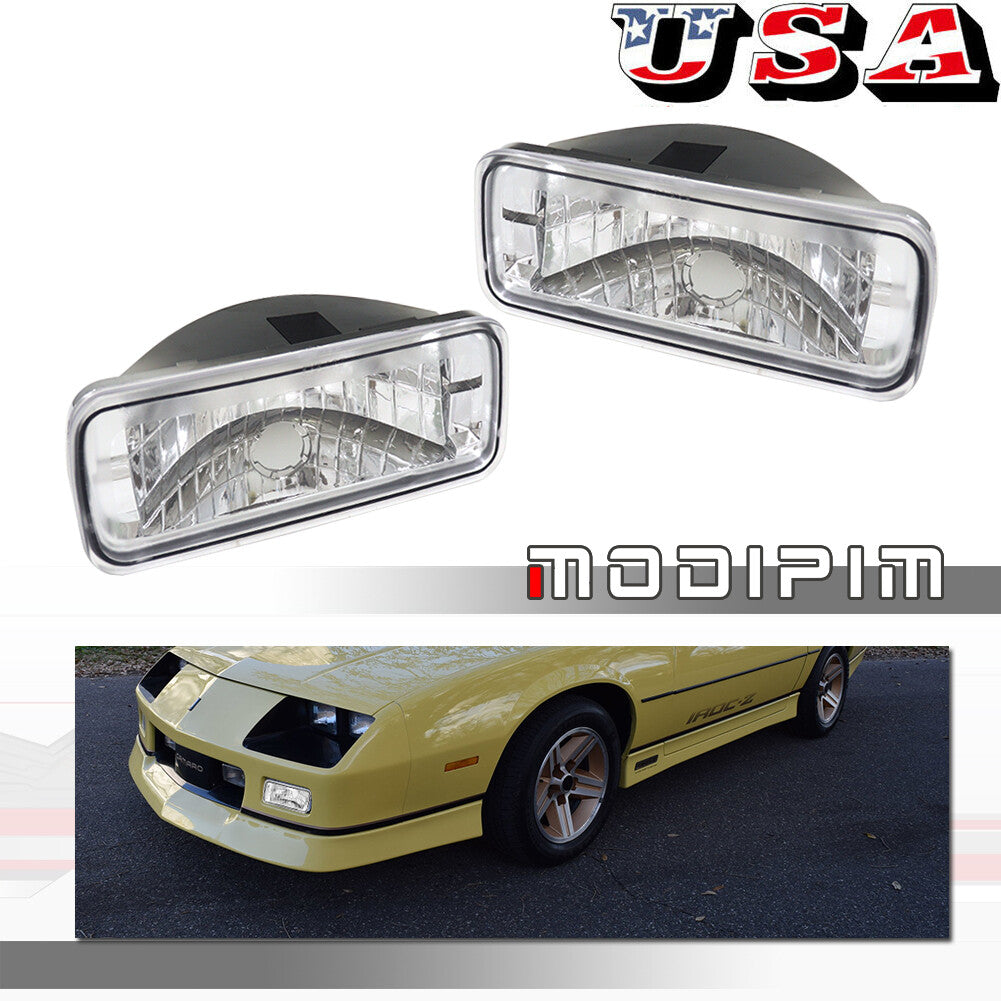 Clear for CHRome Front Bumper Signal Lights Pair for 1985 - 1992 for Camaro - v