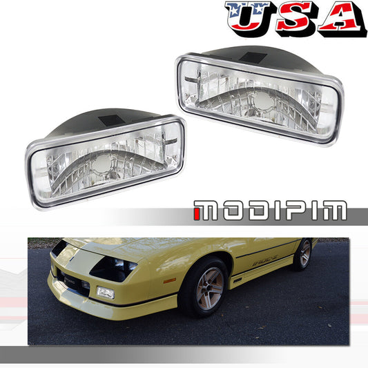 Clear for CHRome Front Bumper Signal Lights Pair for 1985 - 1992 for Camaro - v