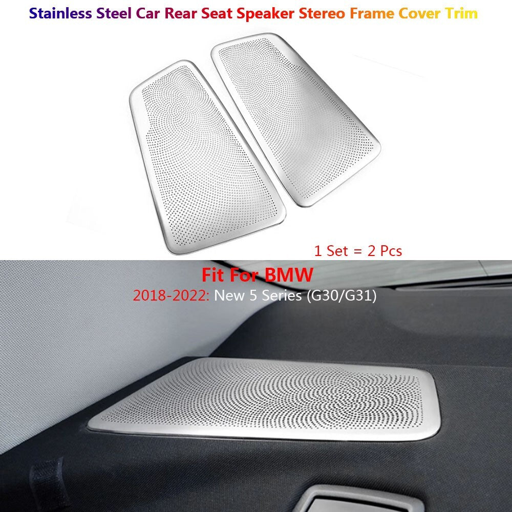 Stainless for BMW 5 Series G30 G31 Car Rear Trunk for Seat Speaker Stereo Cover Trim