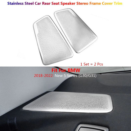 Stainless for BMW 5 Series G30 G31 Car Rear Trunk for Seat Speaker Stereo Cover Trim
