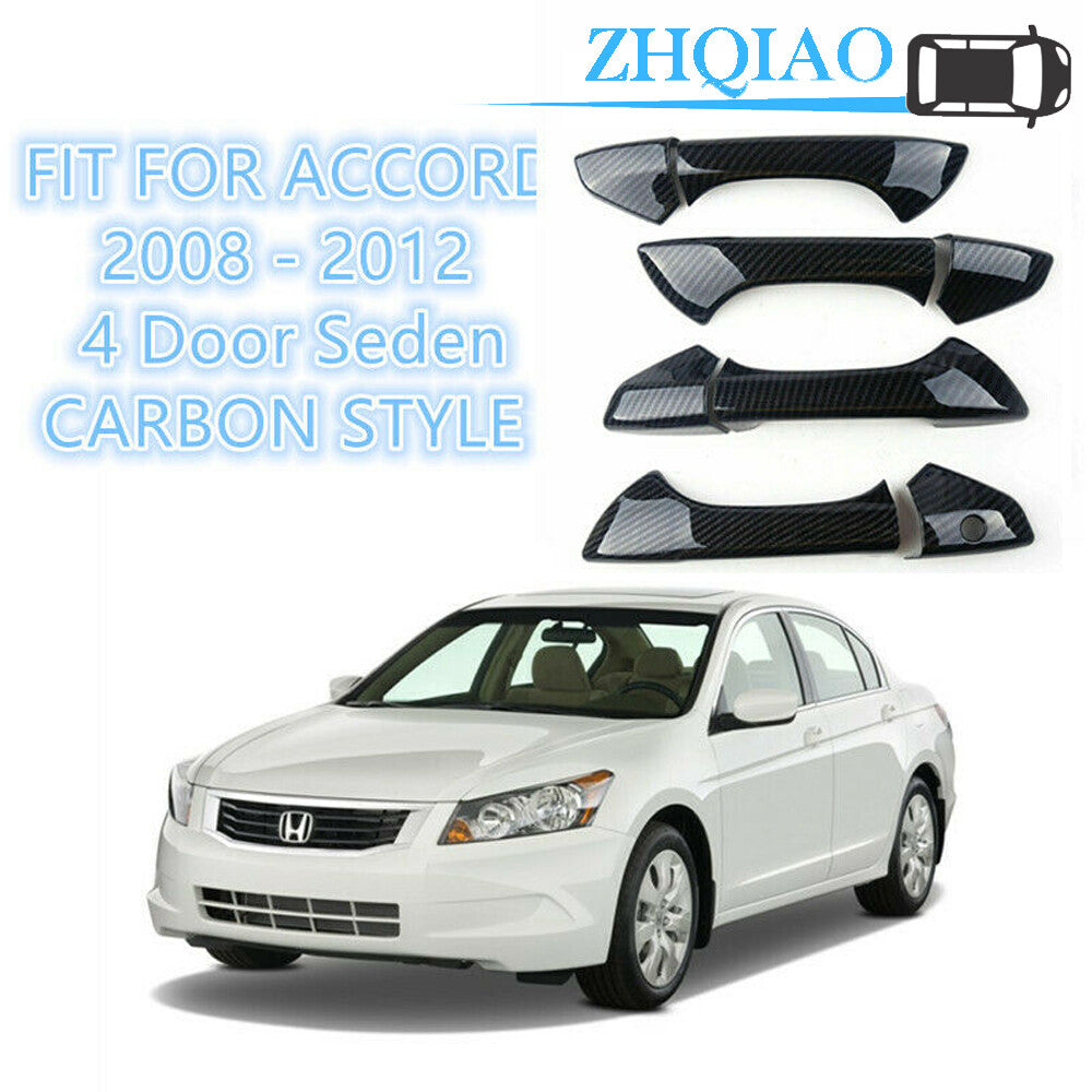 Carbon Fiber Style Door Handle Covers Trims Fit For 2008-2012 for Honda Accord Sedan