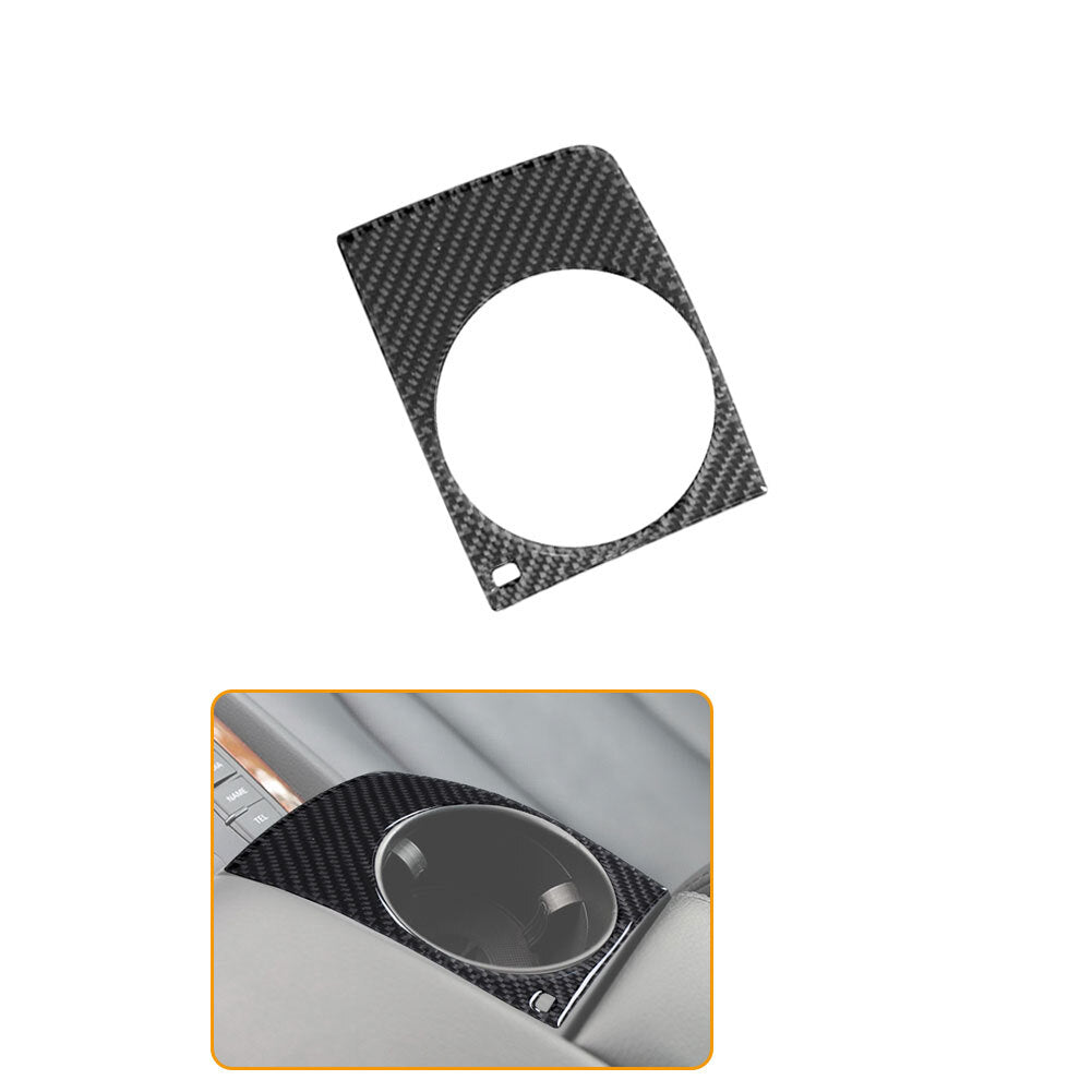 Carbon Fiber Center Armrest Water Cup Hold Cover Trim for Audi Q7 2007-2015