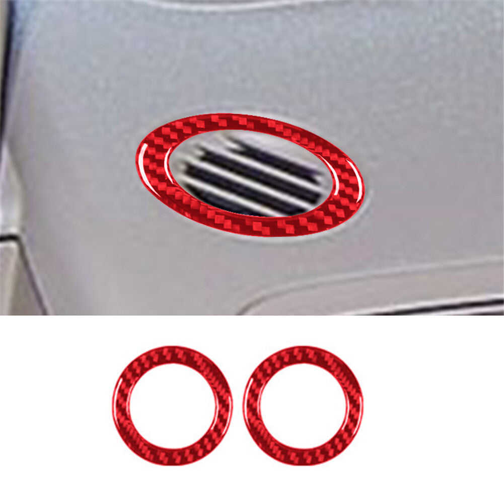 Red Carbon Fiber Left-right Vents Circle Trim Cover for Nissan Quest 2004-2006