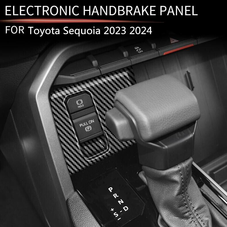 Carbon Fiber Electronic Handbrake Frame Cover Trim For Sequoia 2023 2024 v