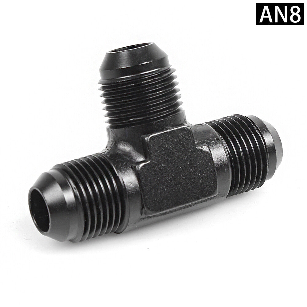3-Way Tee T-Piece Hose Fitting Adapter AN6/8/10 Female to 2x AN Male Black Q