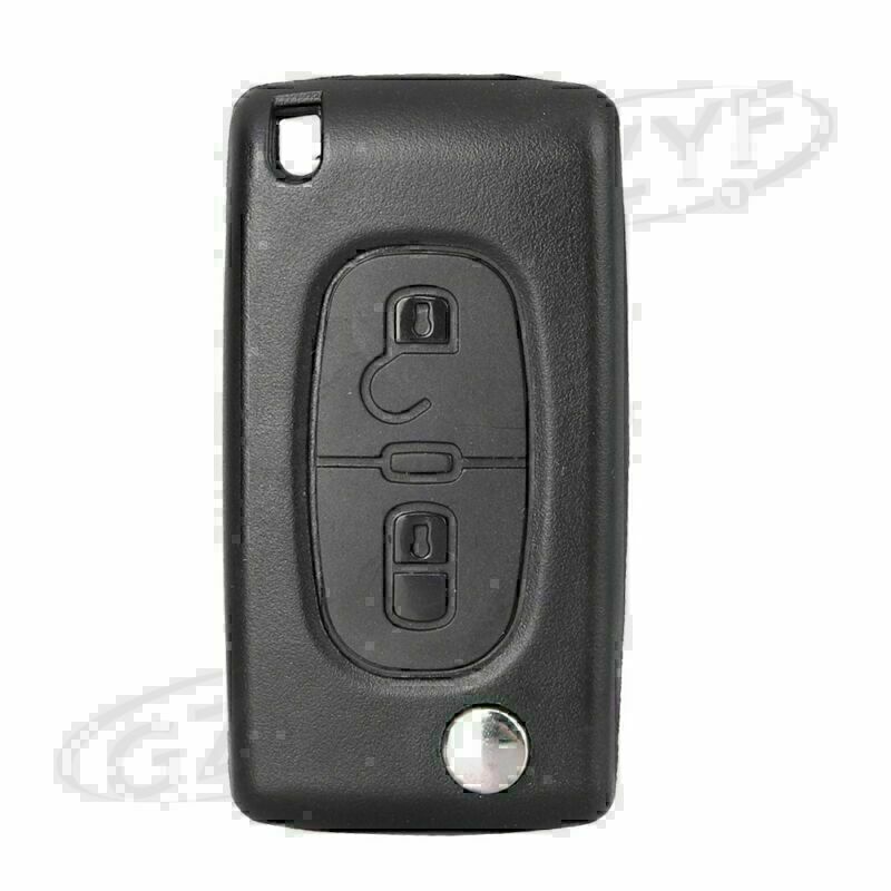 2 Buttons Remote Control Flip Key Shell Case Fit for PEUGEOT 207 307 308 Black Q