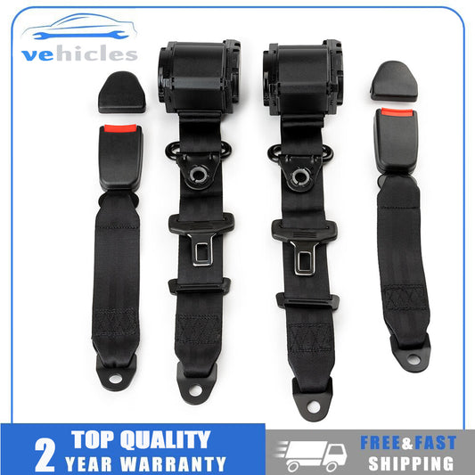 2-pack universal 3-point adjustable and retractable car for seat belts