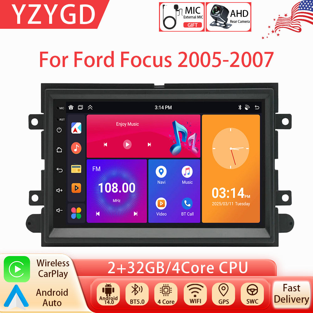 Android Auto Carplay for Ford Focus 2005-2007 Car Stereo Radio GPS Navi Screen