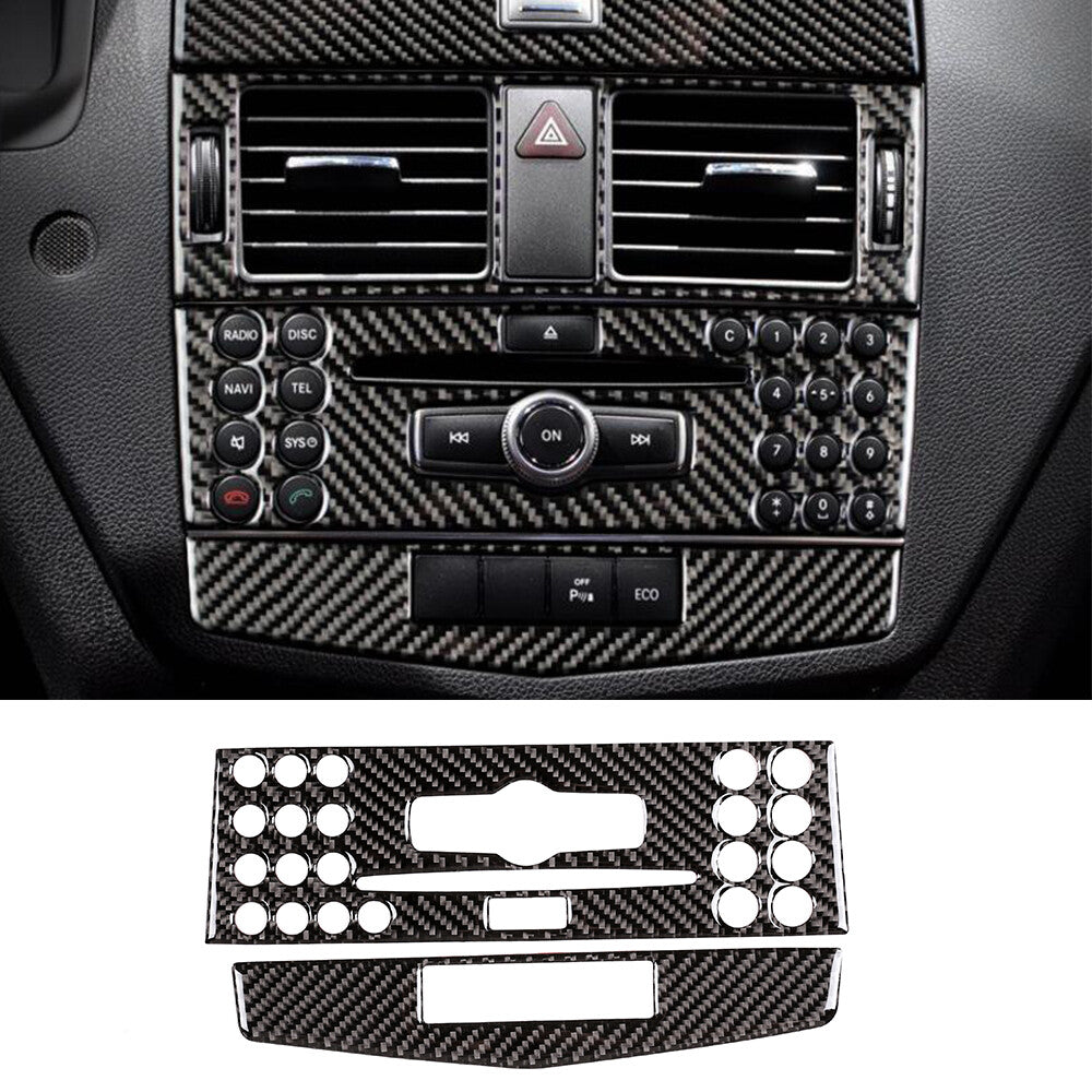 Central Control CD Panel Trim for Mercedes-Benz C Class W204 2007-10Carbon Fiber