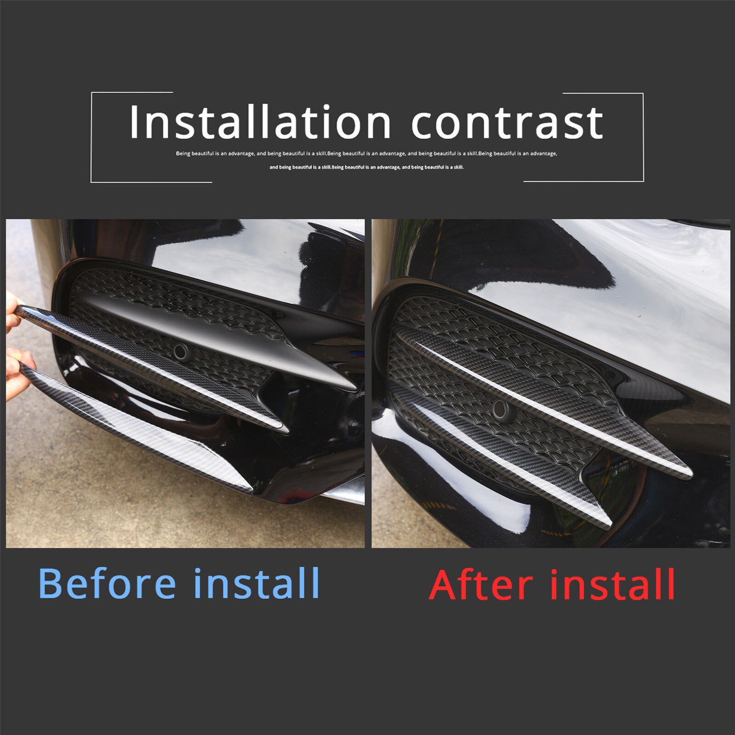 Carbon fiber front fog light bezel trim for E-Class W213 2016-2020 n