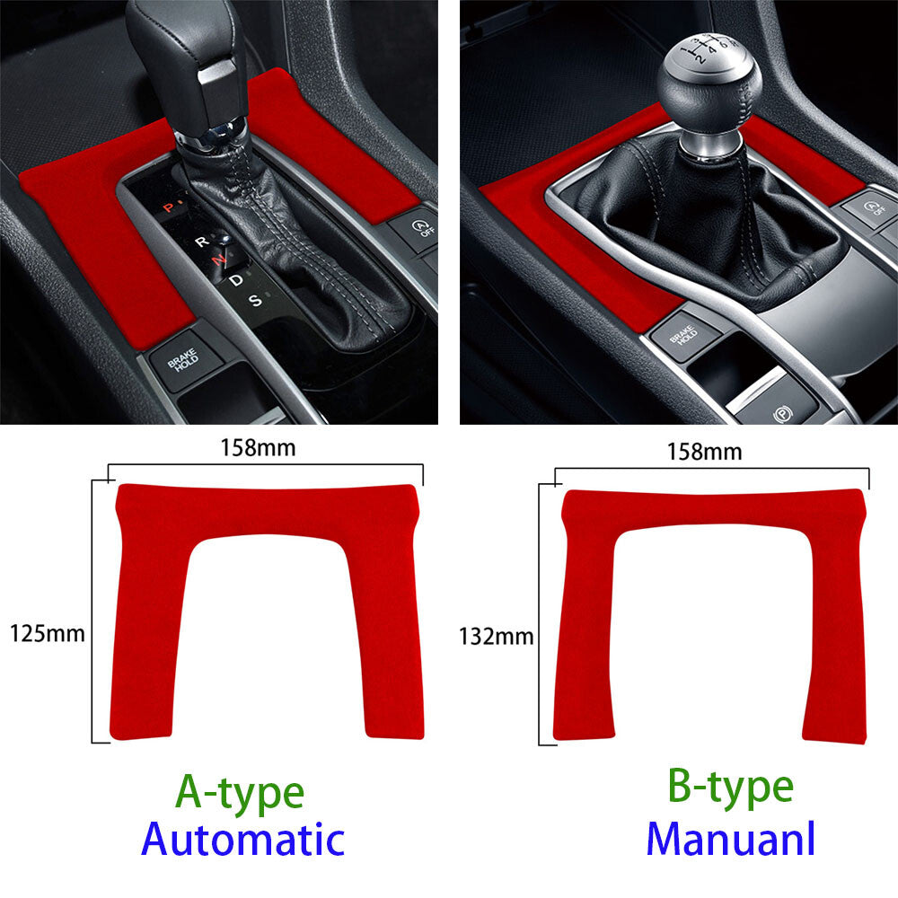 Kit for Honda for Civic 10th 2016-21 Console Manual Gear Shift Panel Trim Suede Blue