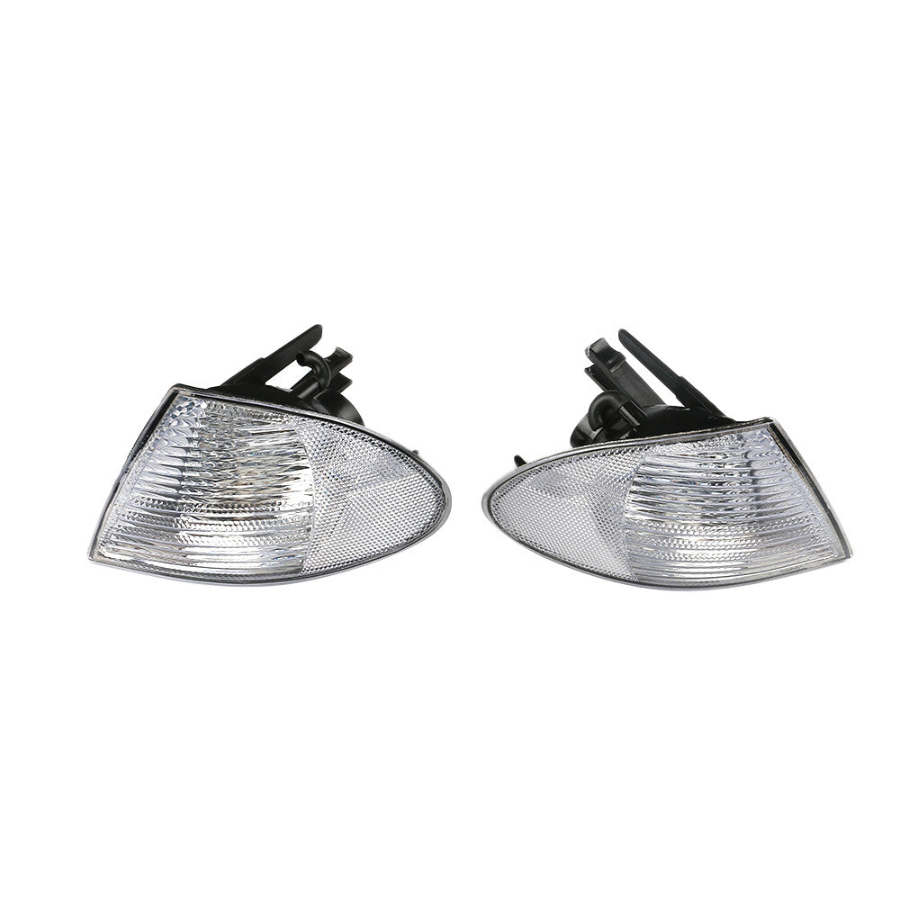 2Pcs Front Turn Signal Light White Lens Left+Right For 1998-2001 3 Series E46