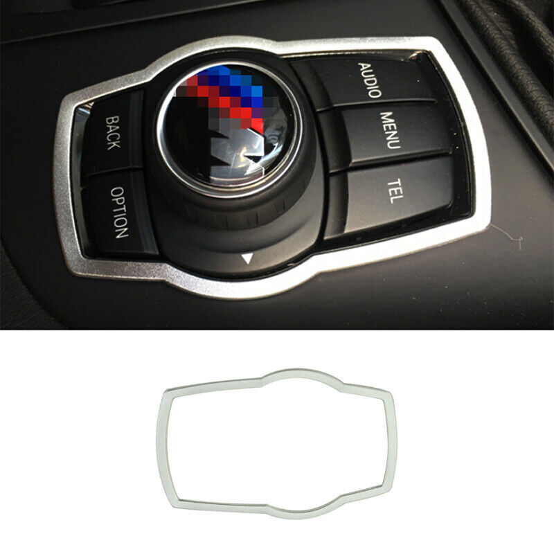 for BMW X5 X6 F15 2014-18 Silver Aluminum Console Multimedia Knob Frame Trim 1P