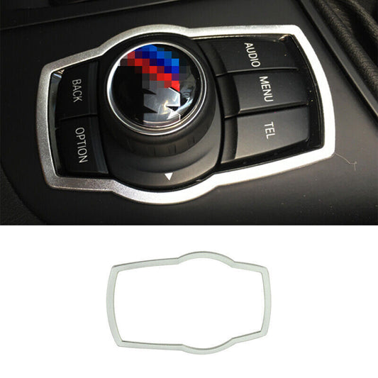 for BMW X5 X6 F15 2014-18 Silver Aluminum Console Multimedia Knob Frame Trim 1P