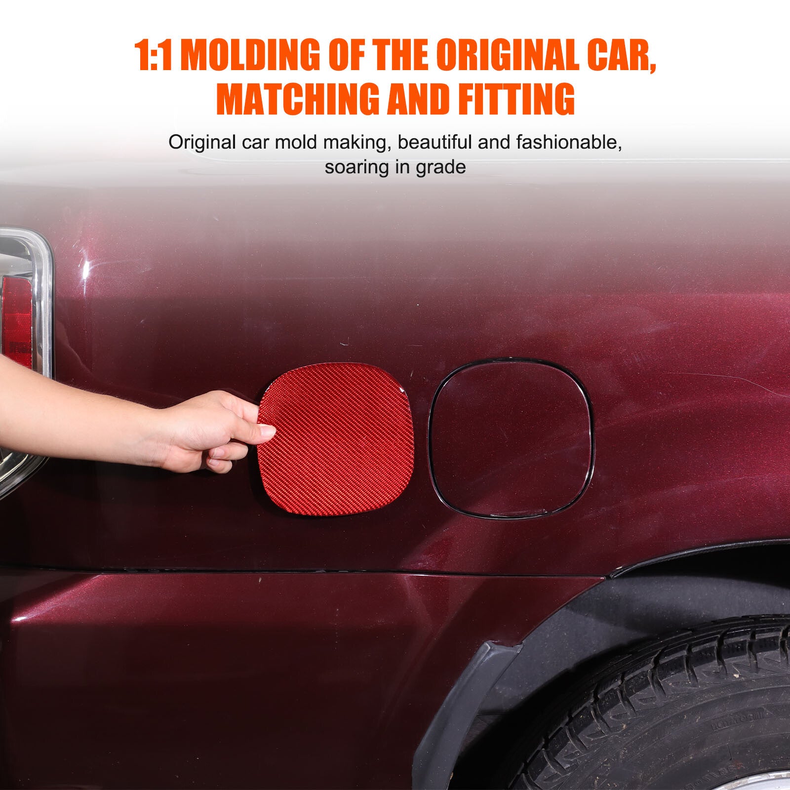 Car fuel tank cap panel decorative sticker for Honda Pilot 2003-2008, red carbon fiber. n