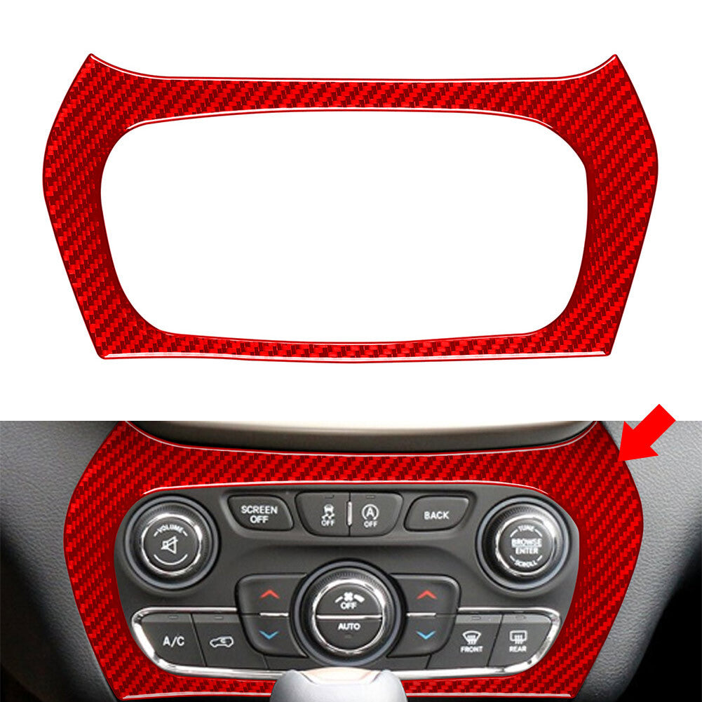 Red Multimedia Air Conditioning Panel Cover Trim for Jeep Cherokee 2014-2023