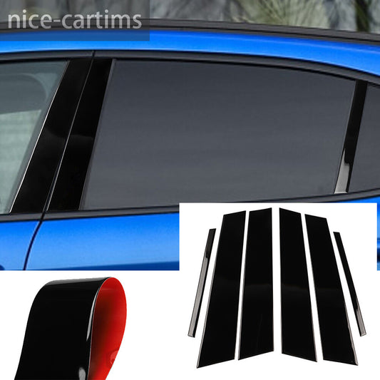 6Pcs Gloss Black Door Window Pillar Post Panel Cover for Alfa Romeo Giulia 2017+